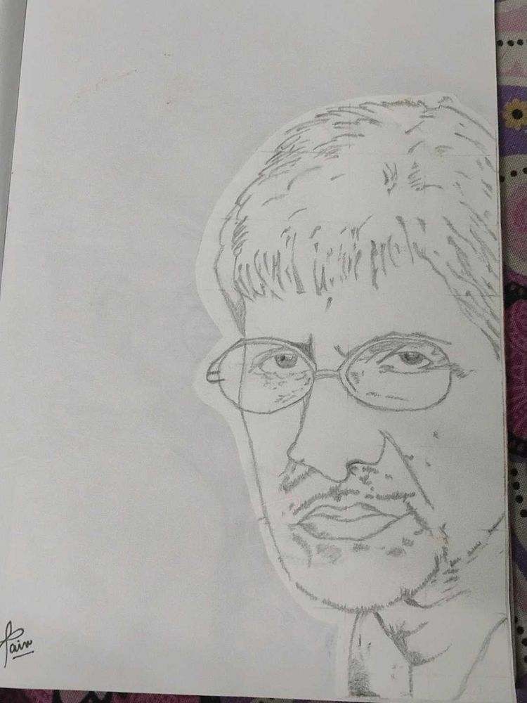 Pencil Sketch Portrait of Amitabh Bachchan