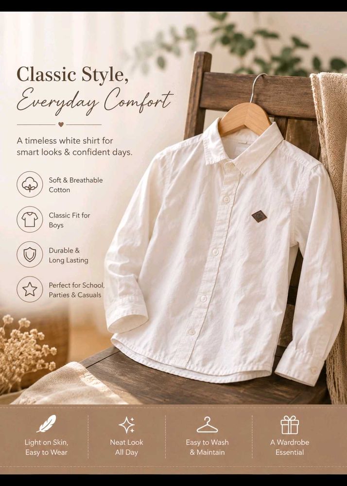 Boy's Classic White Long Sleeve Shirt
