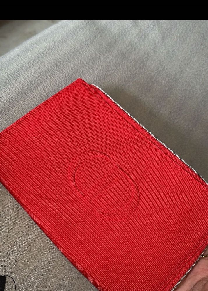 dior Red Clutch with Embossed Logo