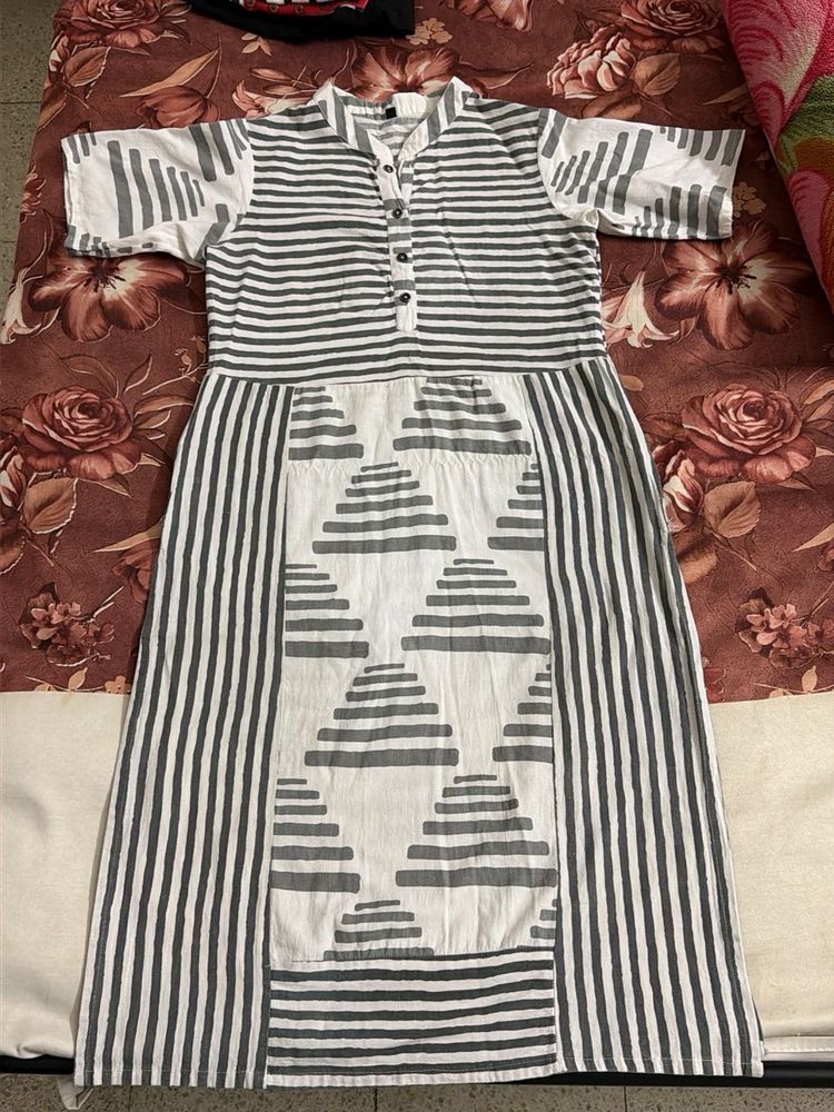 Grey and White Kurti for Women