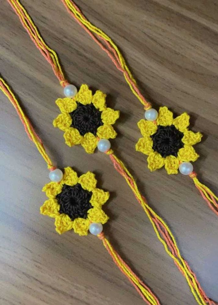 Handmade Crochet Sunflower Bracelets