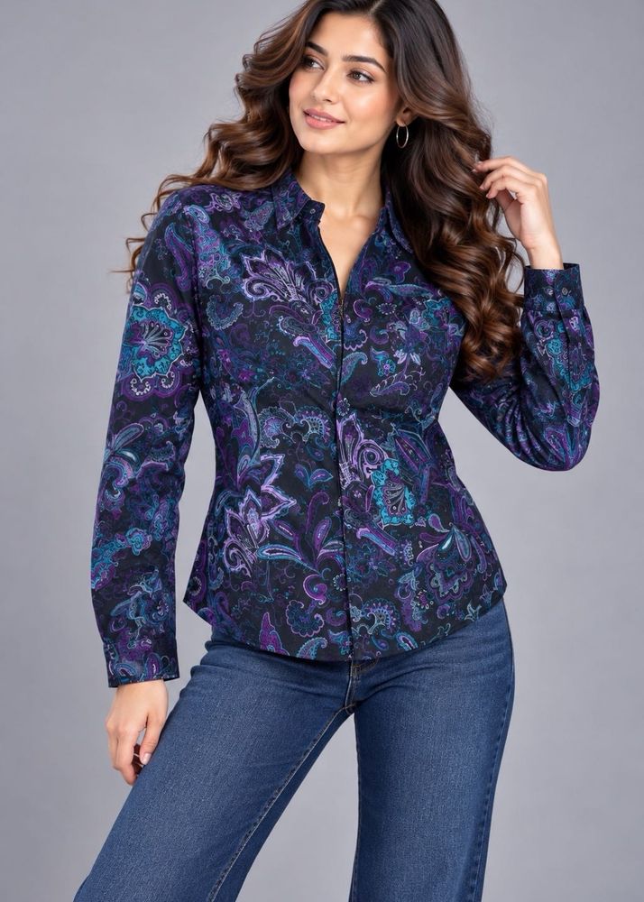 Paisley Print Zipper Jacket