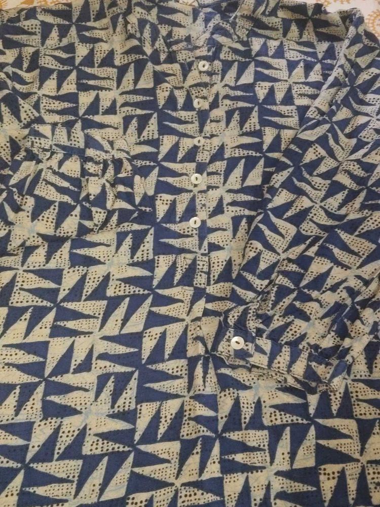 Stylish Blue Geometric Print Kurta