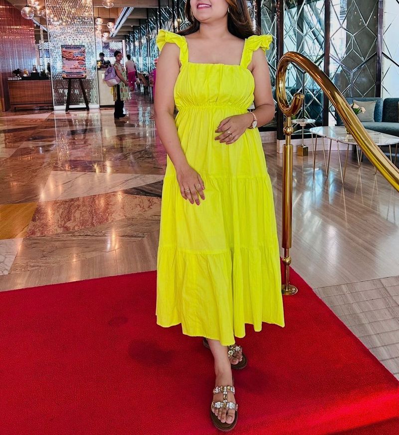 Bright Yellow Ruffled Dress