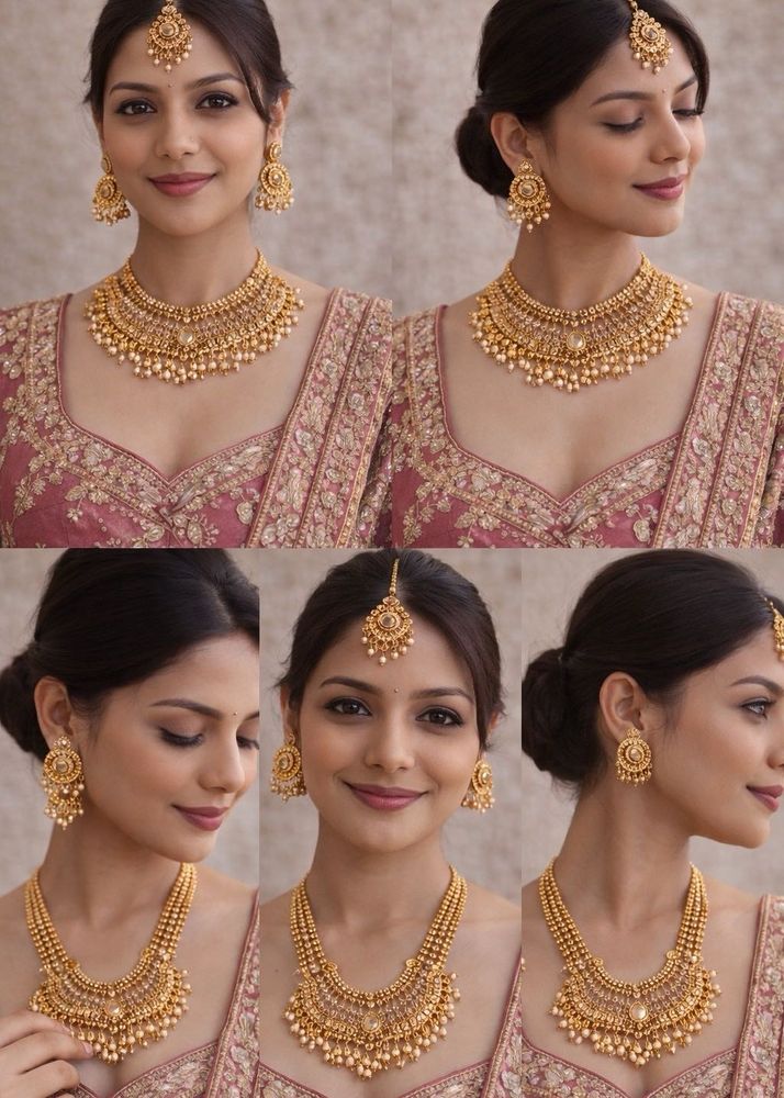 Gold plated Necklace Set with Earrings &amp; Maangtikk