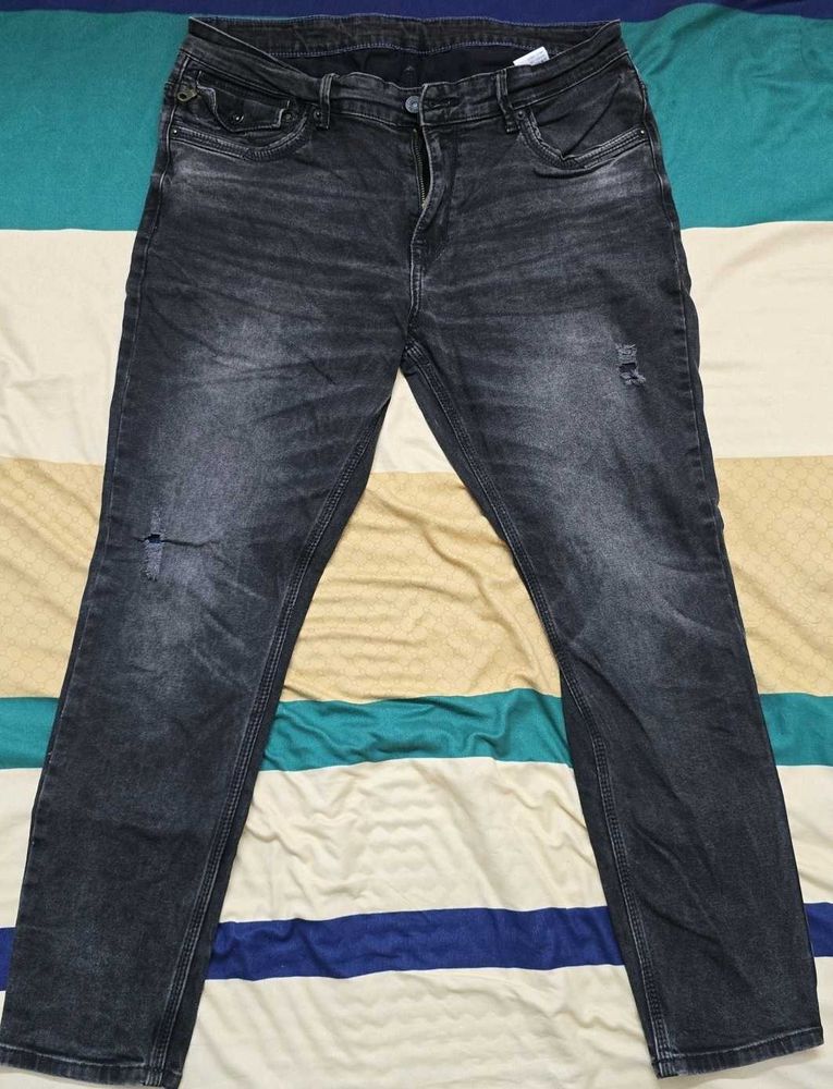 Stylish Washed Black Denim Jeans