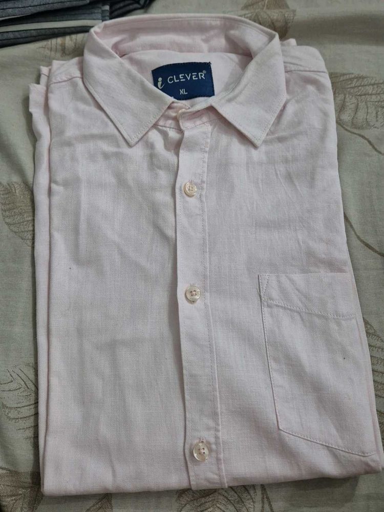 Clever Men's Light Pink Shirt