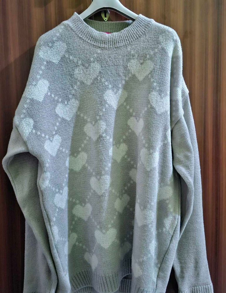 Heart Pattern Knit Sweater 🎀