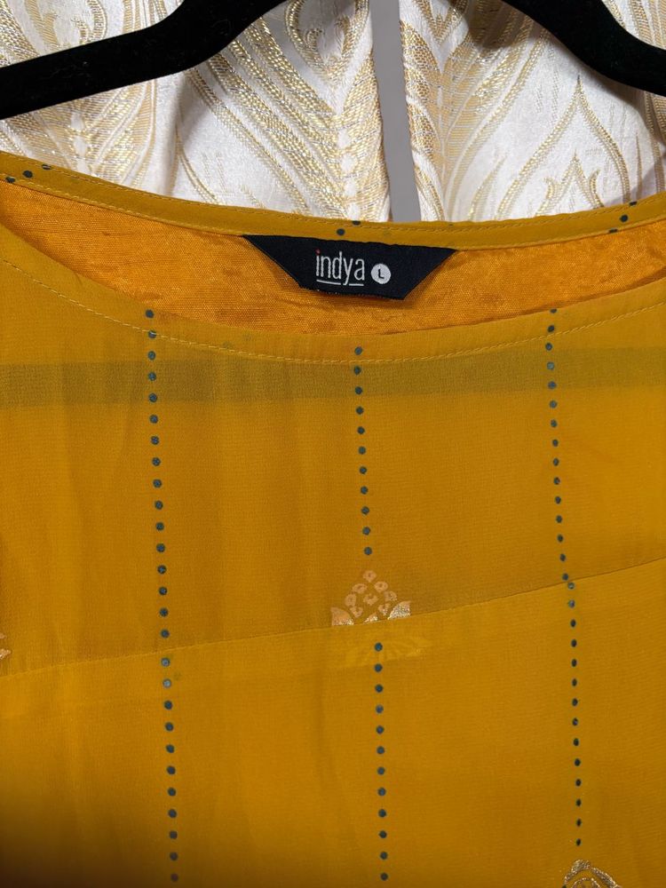 Mustard Yellow Printed Kurta