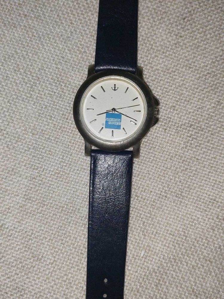 Amex Blue Leather Strap Watch