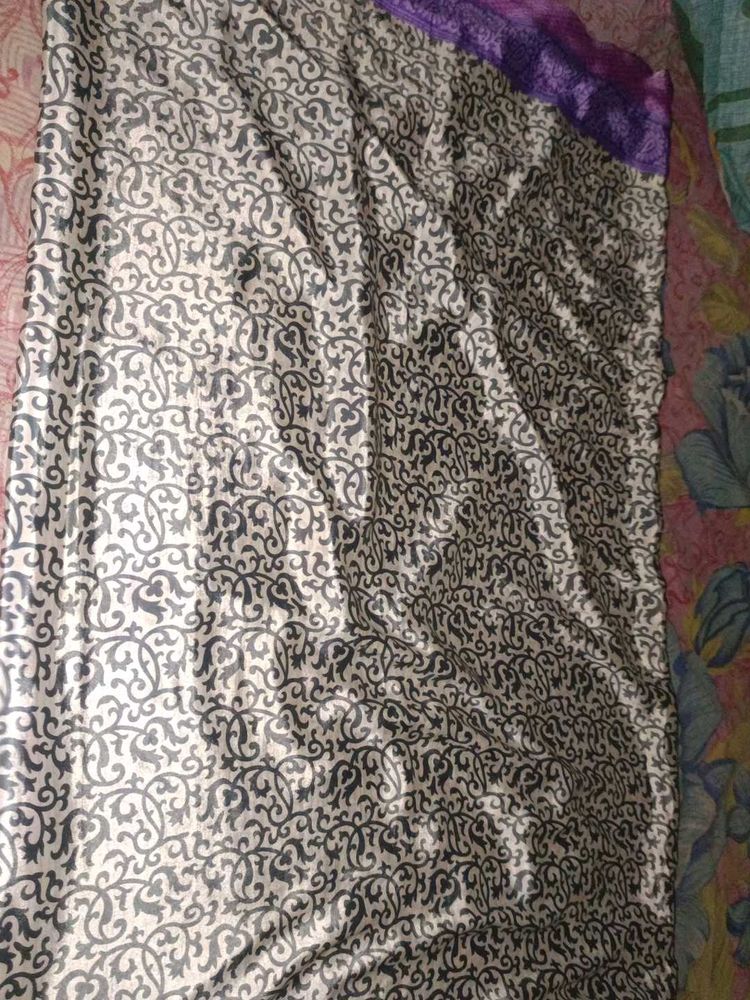 Elegant Printed Saree with Purple Border