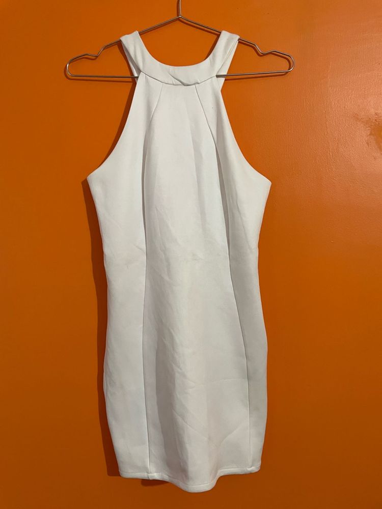 Chic White Halter Neck Dress