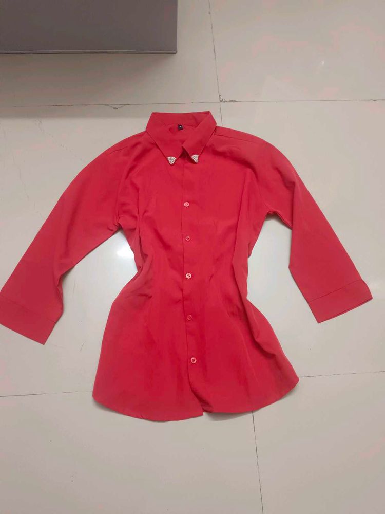 Waist Snatched Button-Up Shirt