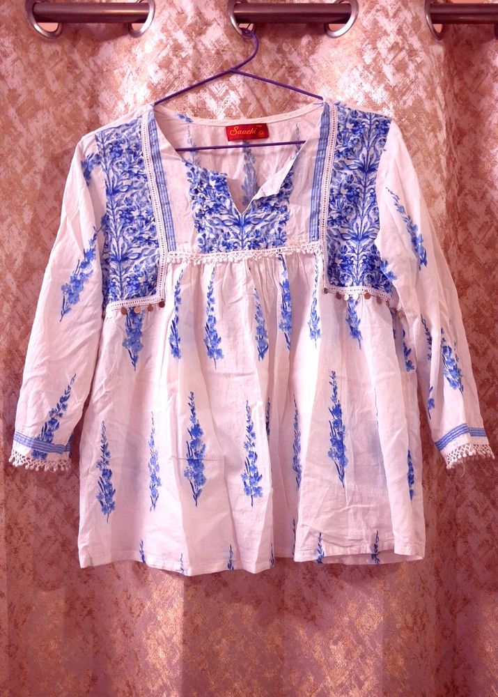 Blue and white boho kurta