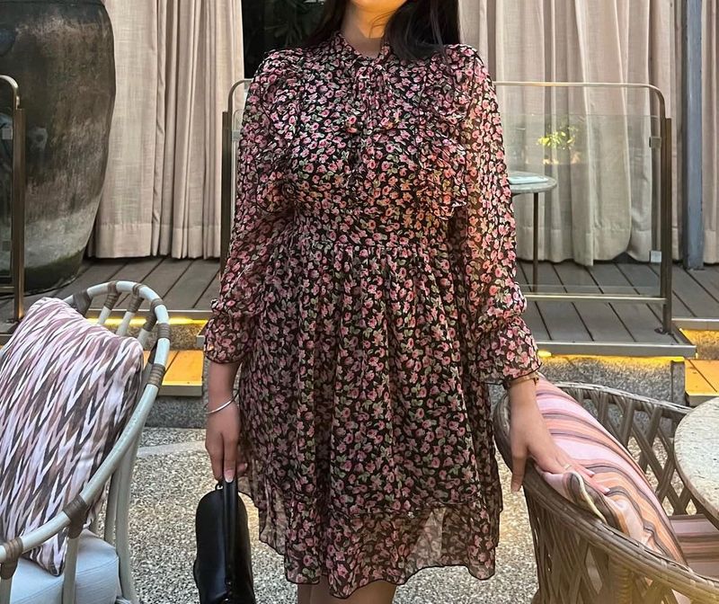 Averil Dress Black Floral Size- Small