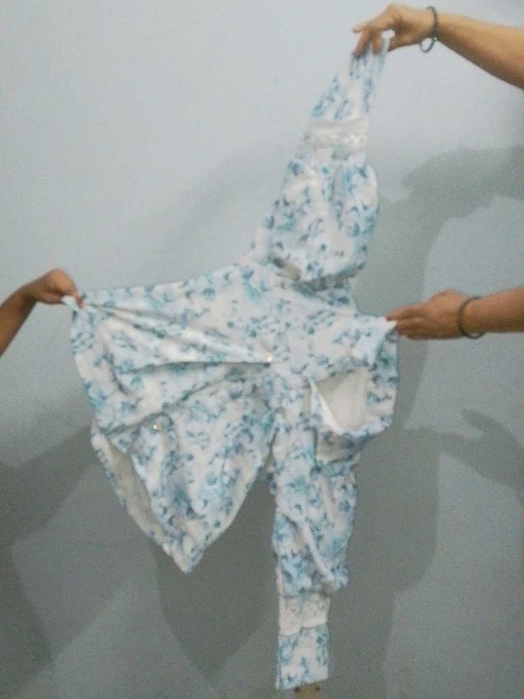 Vintage Light Blue Floral Button-Up Shirt
