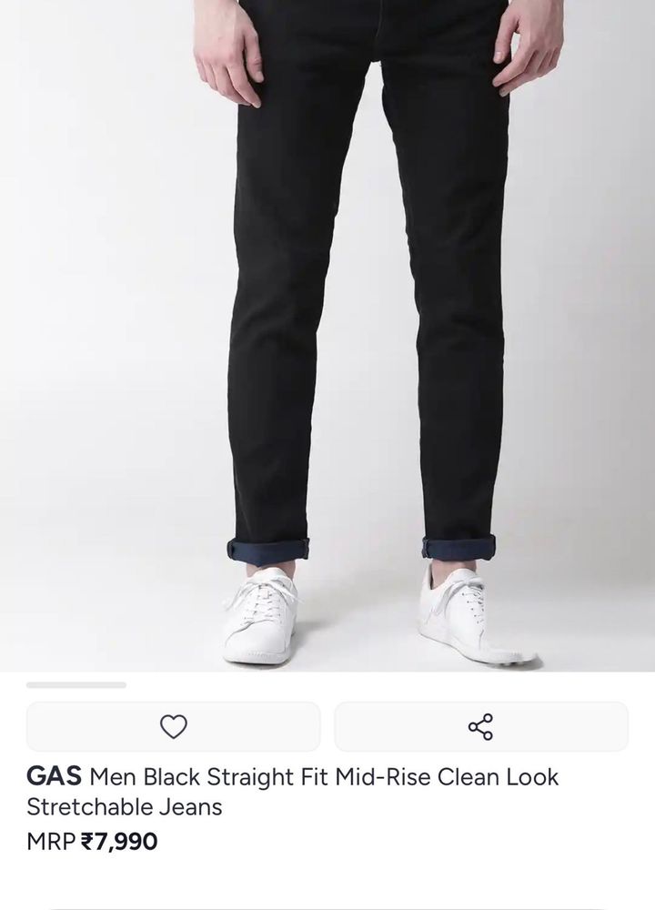GAS Men Black Straight Fit Jeans