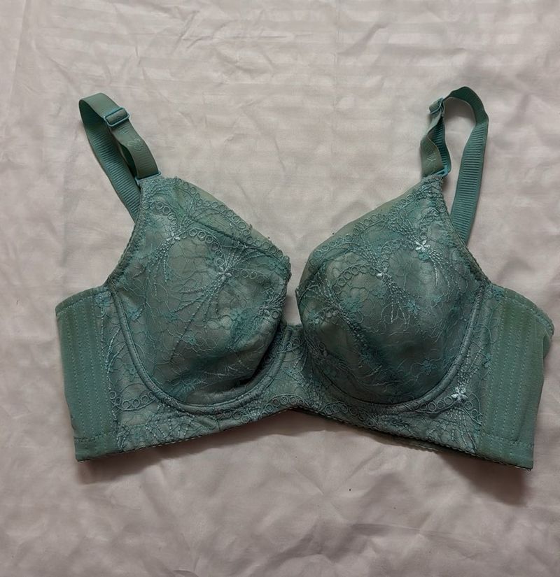 Blue lace push up bra