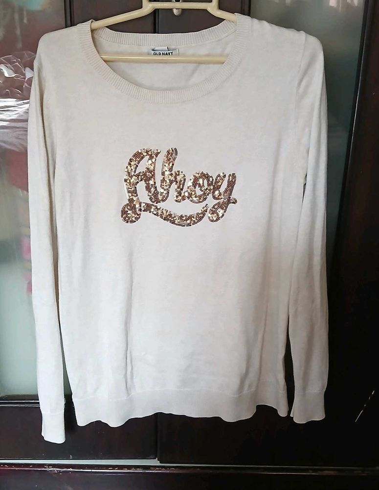 Old Navy 'Ahoy' Sequin Sweater - L Size