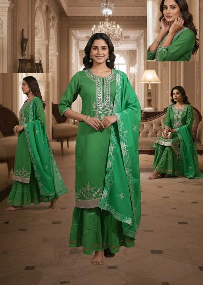 Elegant Green gota patti sharara kurta set!!
