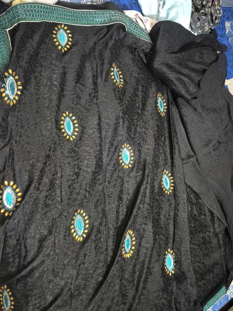 Elegant Black Embroidered Saree
