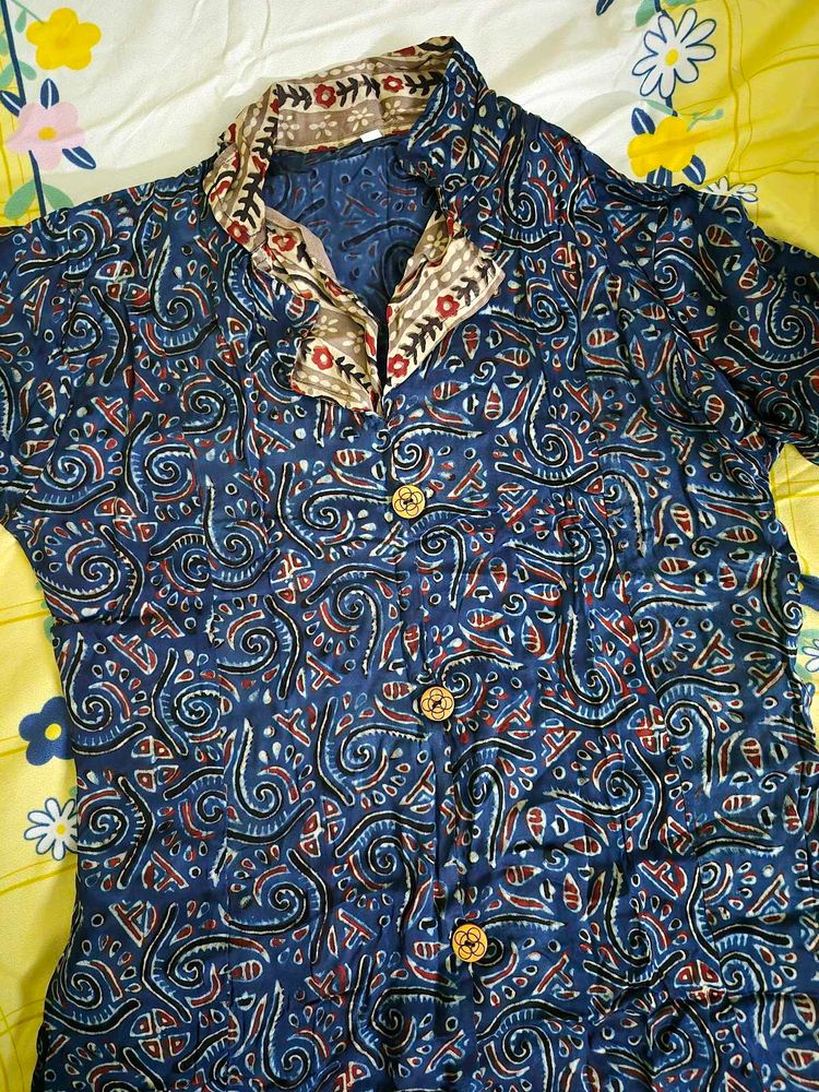 Blue Paisley Print Kurta