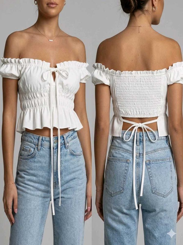 white stretchable tube top