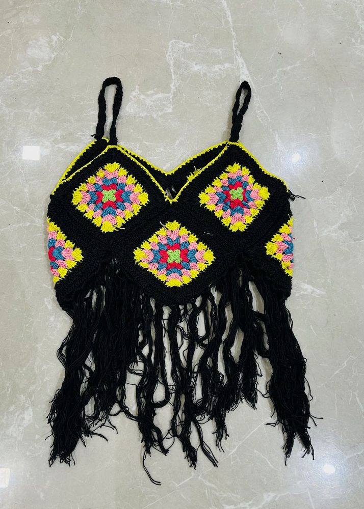 Boho Crochet Fringe Crop Top