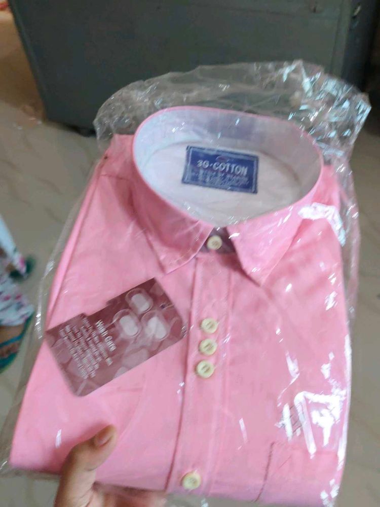 Men's Pink Cotton Shirt