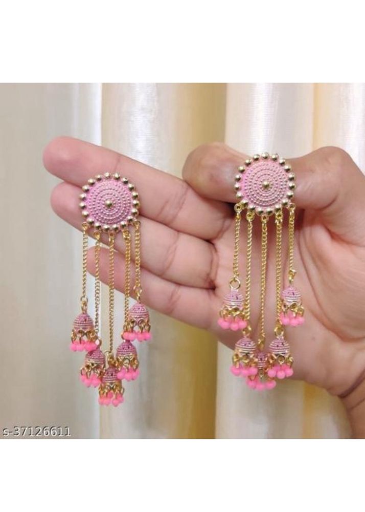 Pink Jhumka Earrings