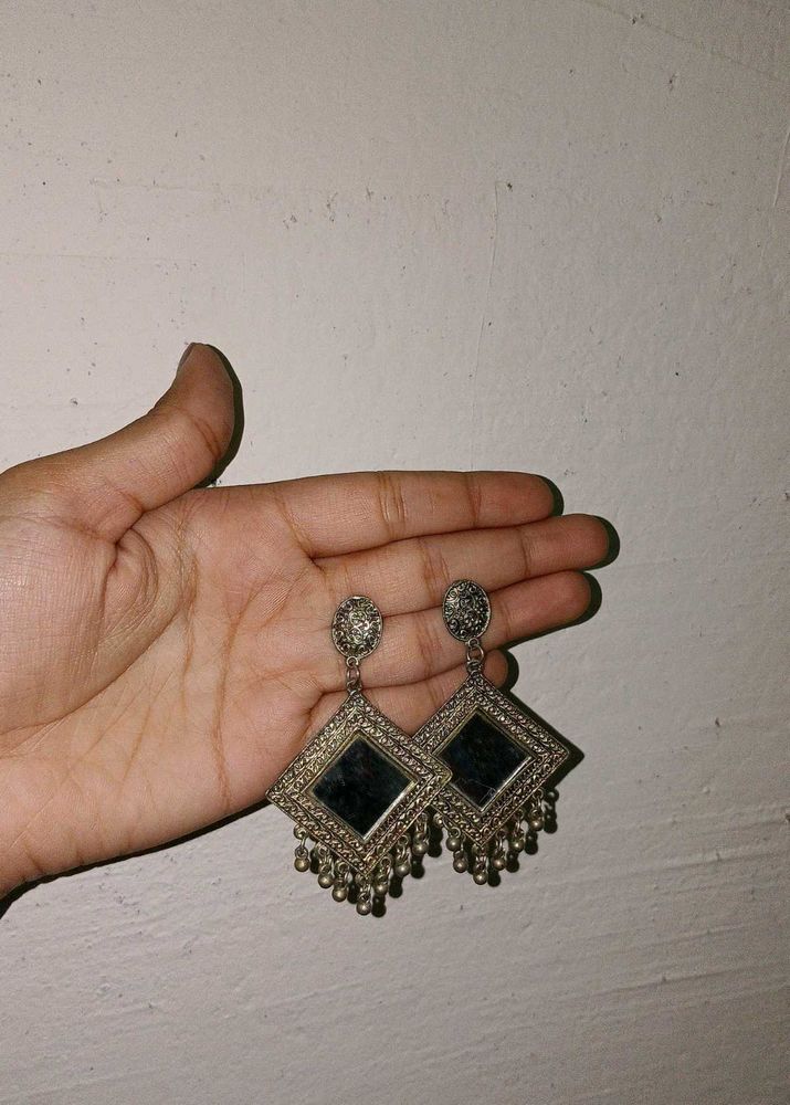 Boho Mirror Work Dangle Earrings