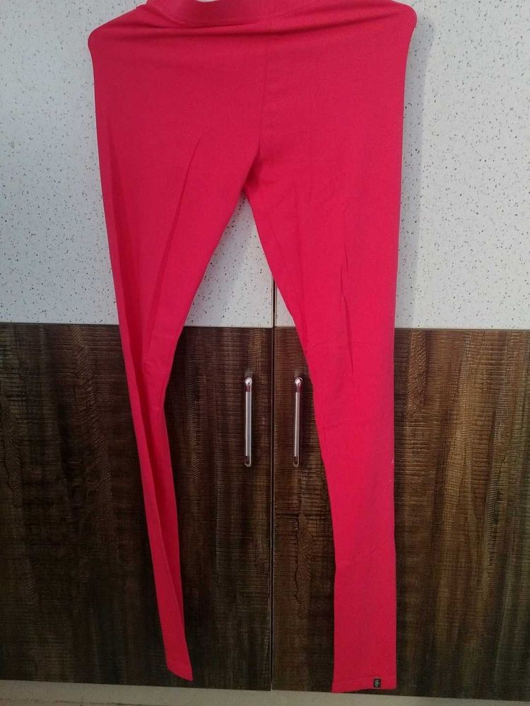 Bright Pink Cotton Leggings