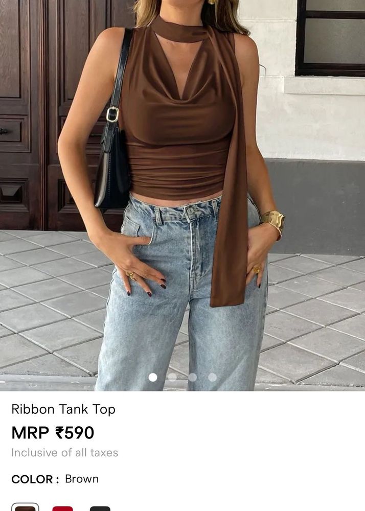 Brown Ribbon Tank Top