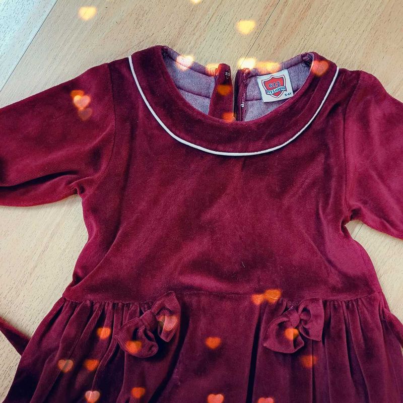 612 League Full Sleeves Vintage Velvet Party Frock