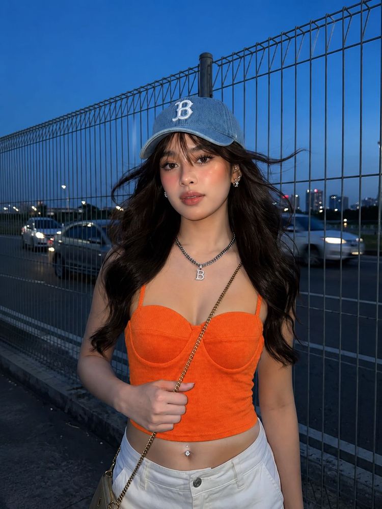 Orange Ribbed Tank Top