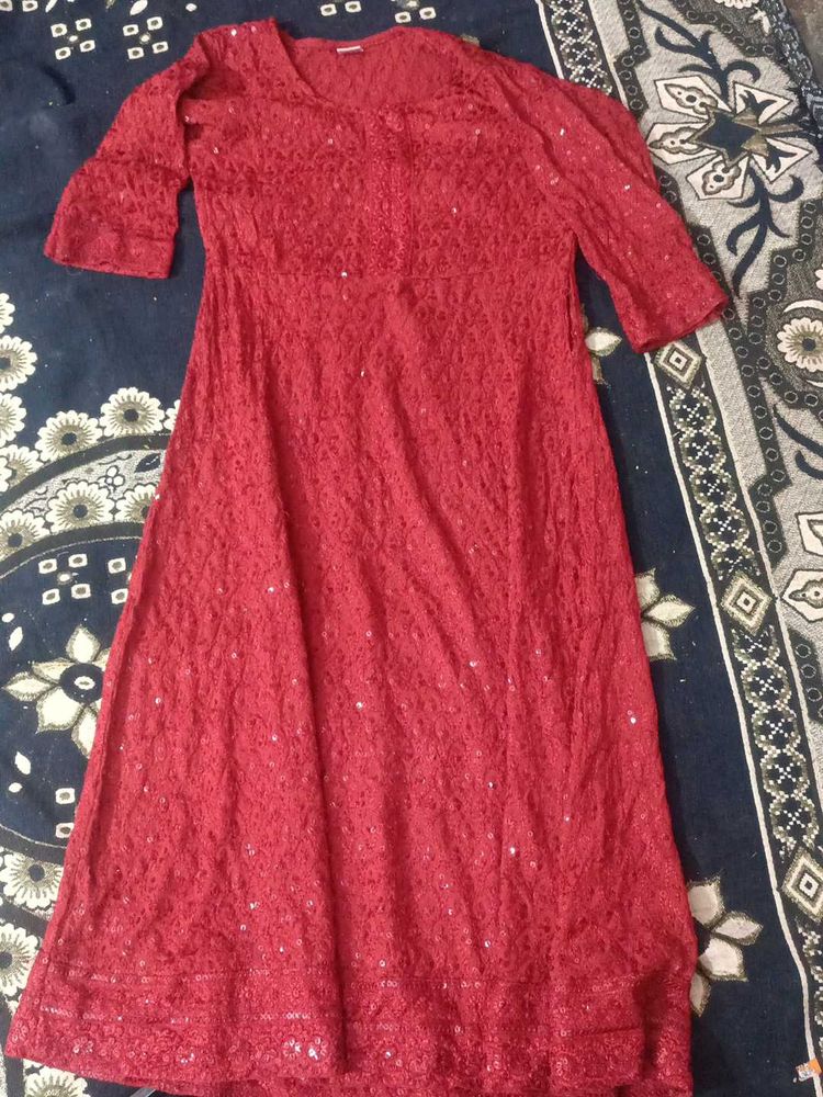 red colour long top