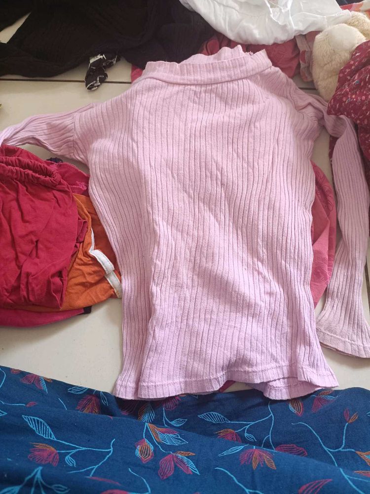Pink Ribbed Turtleneck Top