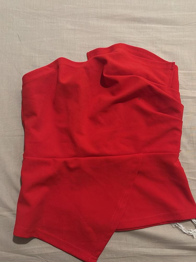 Savana Red Strapless Wrap Top