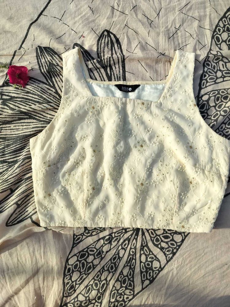 Floral Embroidered Crop Top