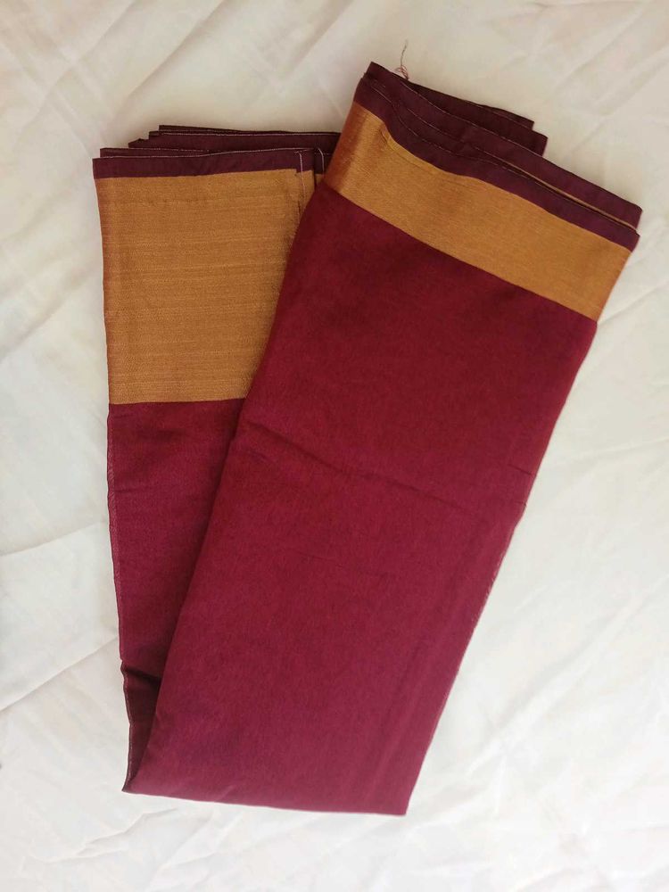 2000 coins Maroon Cotton Silk Saree with blouse pi