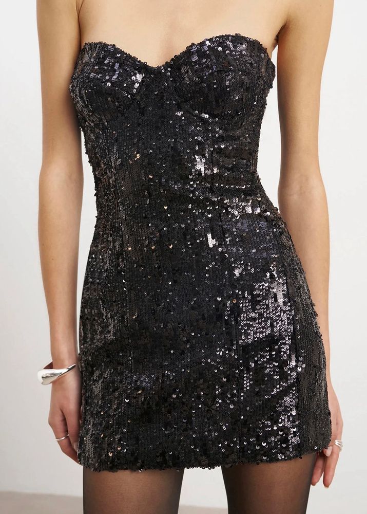 Sparkly Sequin Strapless Mini Dress