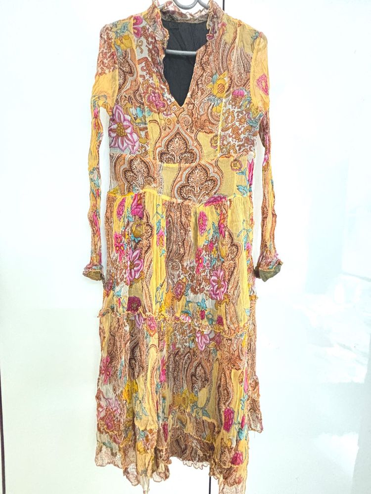 Bohemian Floral Print Midi Dress