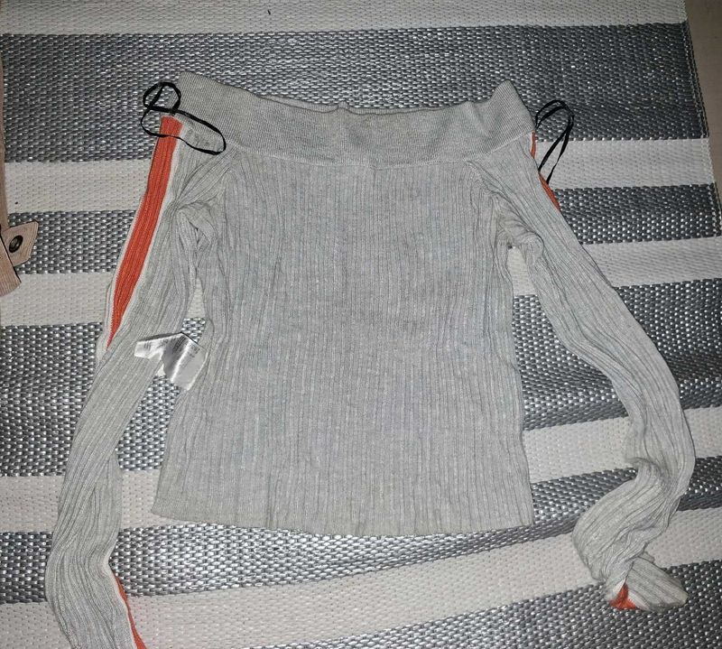 H&amp;M  grey off shoulder top