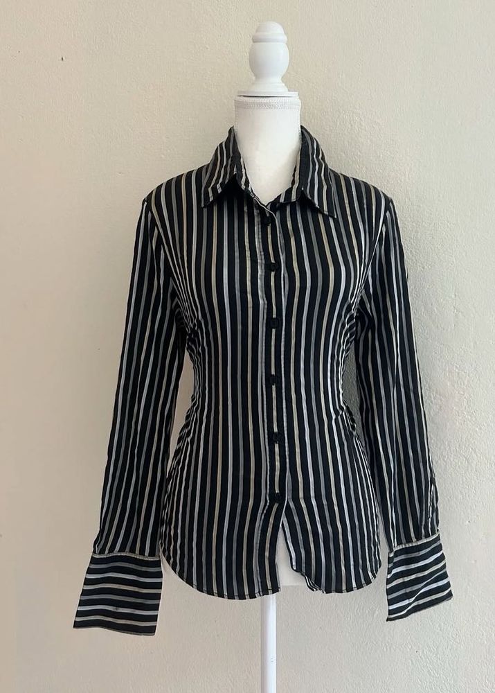 Classic Striped Button-Up Blouse