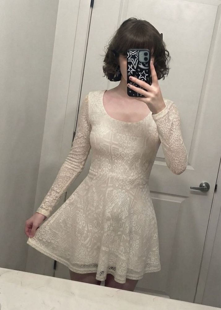 Cream Lace Fit &amp; Flare Dress