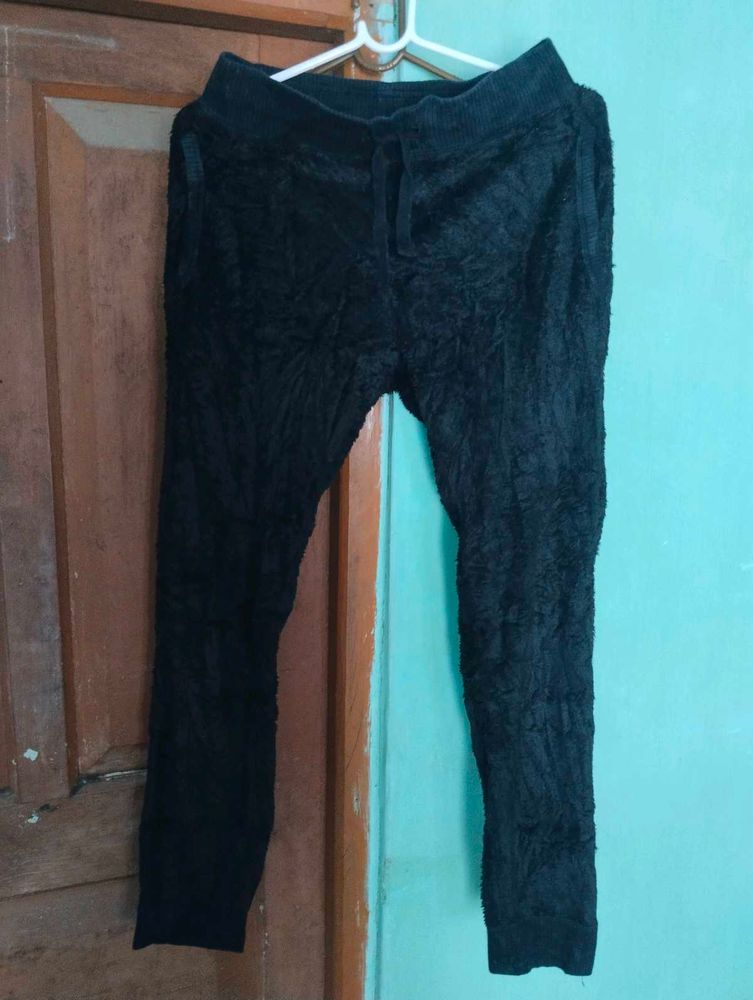 length 38,Soft Black Textured Pants