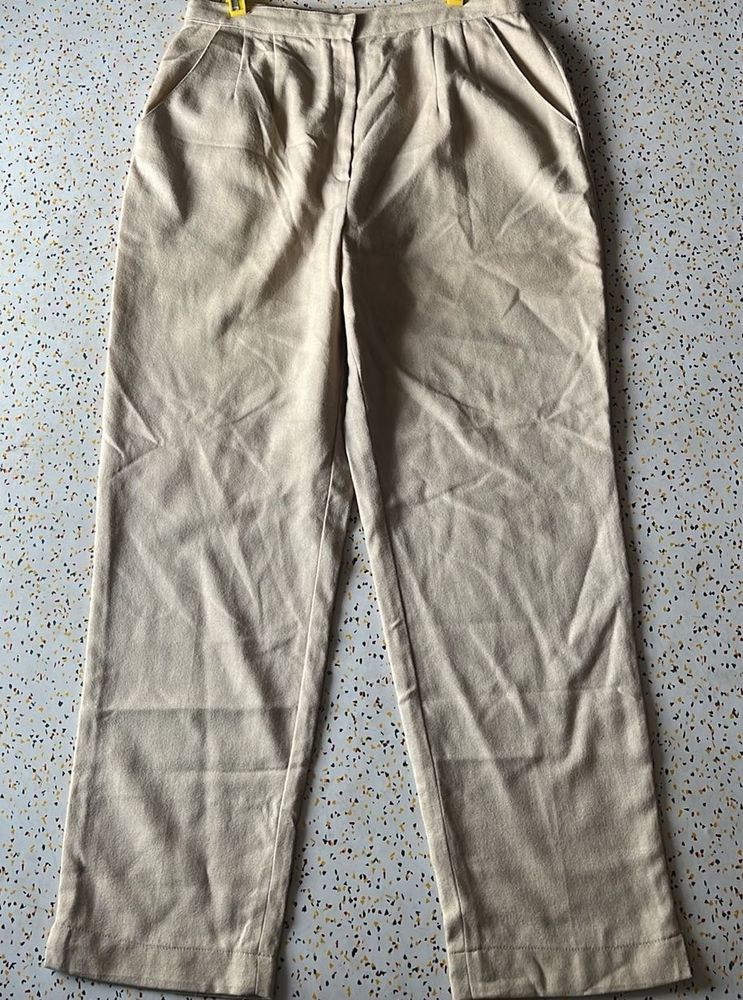 Beige Pleated Trousers