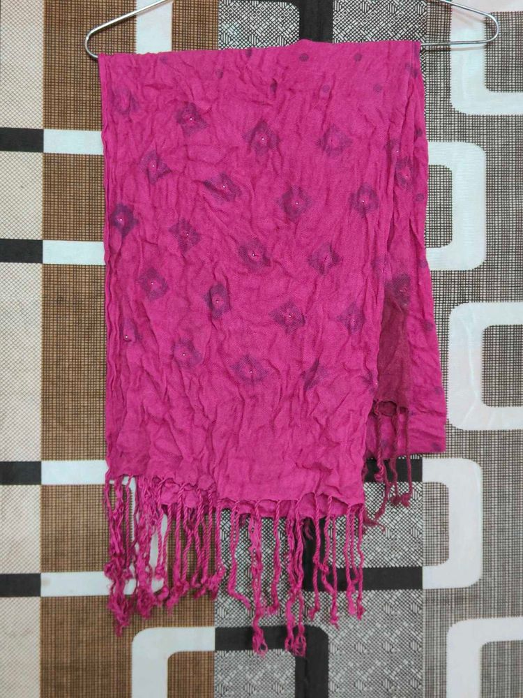 Vibrant Pink Scarf with Tassels