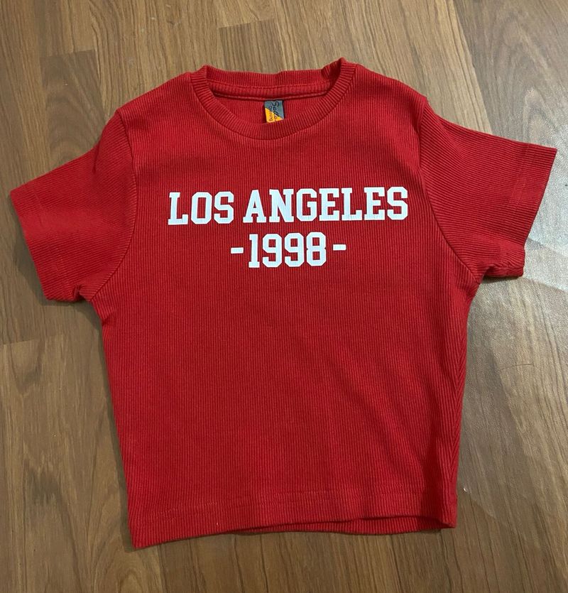 Red Los Angeles 1998 Crop Top