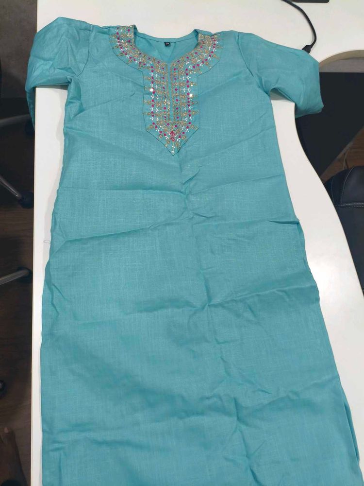 Beautiful Teal Embroidered Kurta